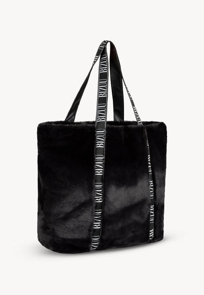 Fur bag with a logo stripe FUZZY black