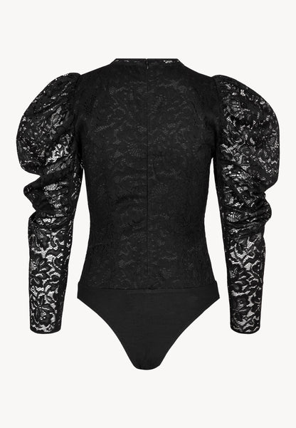 Black lace bodysuit with floral design ARIES