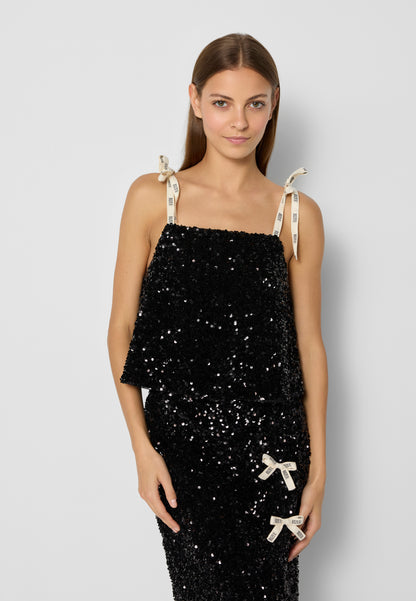 Top made of sequined fabric MELBA black