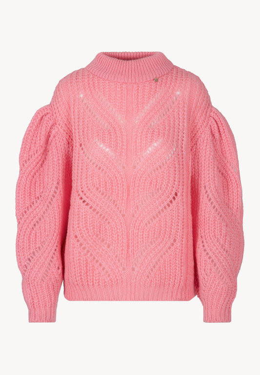 Oversized openwork sweater ROSSO pink