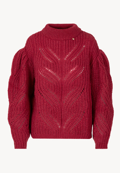 Oversize openwork sweater ROSSO burgundy