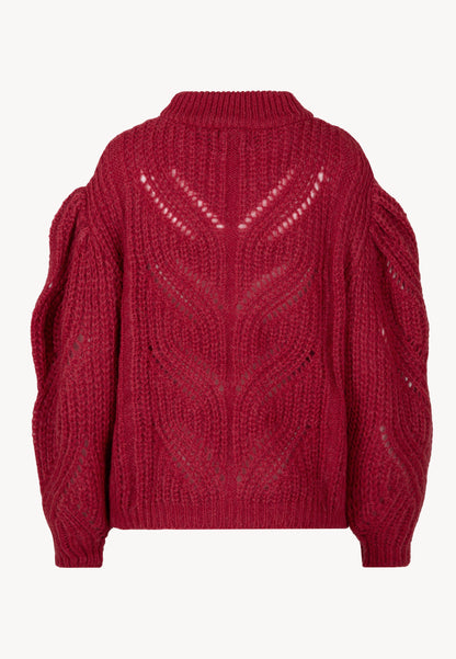 Oversize openwork sweater ROSSO burgundy