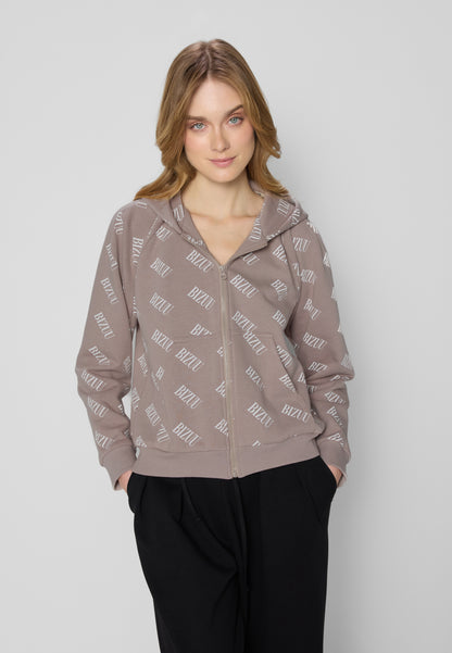 Beige unbuttoned hoodie with IANA logo