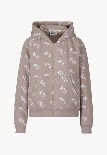 Beige unbuttoned hoodie with IANA logo