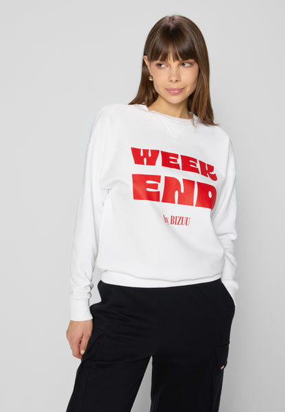 NEDELAS printed oversize sweatshirt, cream