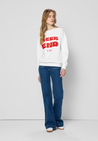 NEDELAS printed oversize sweatshirt, cream