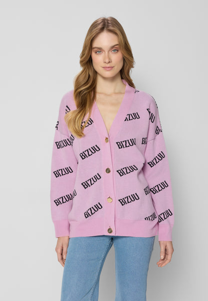 KYLE button-down logo cardigan, pink