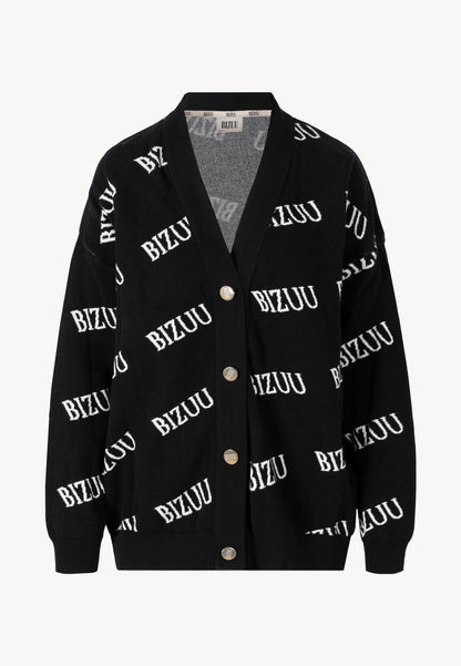 KYLE button-down logo cardigan, black