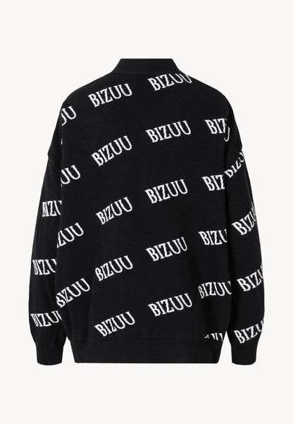 KYLE button-down logo cardigan, black