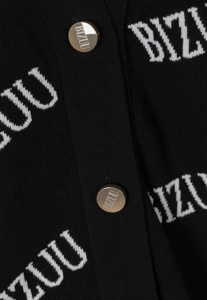 KYLE button-down logo cardigan, black