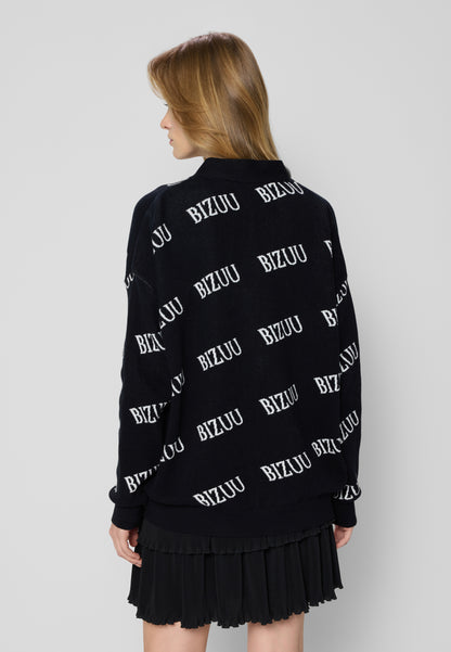 KYLE button-down logo cardigan, black