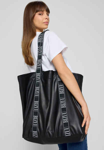 LETHA logo-striped shopper bag, black