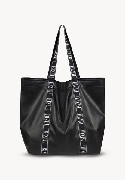 LETHA logo-striped shopper bag, black