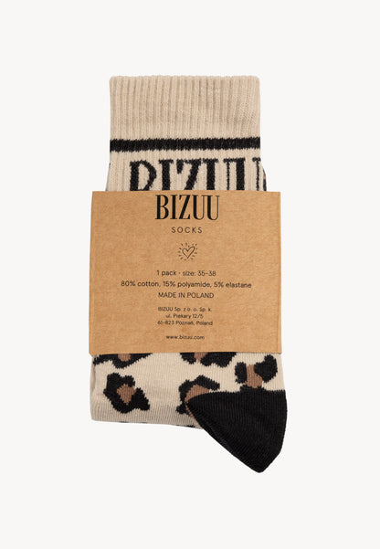 Socks with animal print SERAFIL, brown