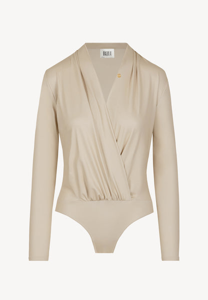  LOMMA beige bodysuit with a deep V-shaped neckline