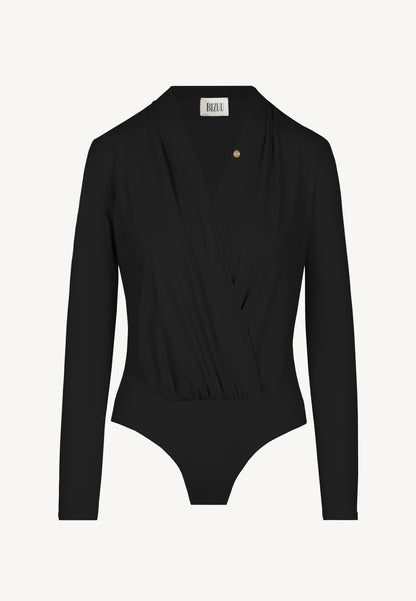 LOMMA black bodysuit with a deep V-shaped neckline