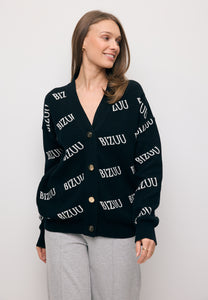 KYLE button-down logo cardigan, black
