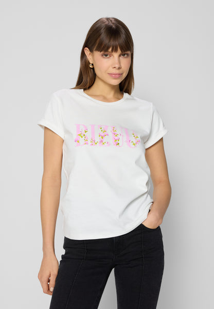 T-shirt with print and rolled cuffs FLORINA white