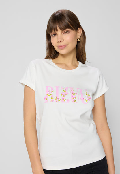 T-shirt with print and rolled cuffs FLORINA white