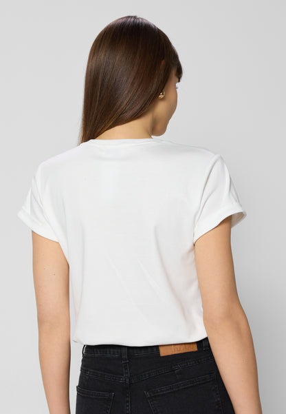 T-shirt with print and rolled cuffs FLORINA white