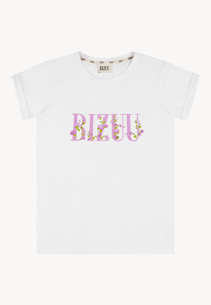 T-shirt with print and rolled cuffs FLORINA white