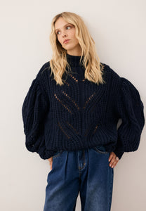 Navy blue oversize sweater ROSSO