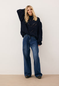 Navy blue oversize sweater ROSSO