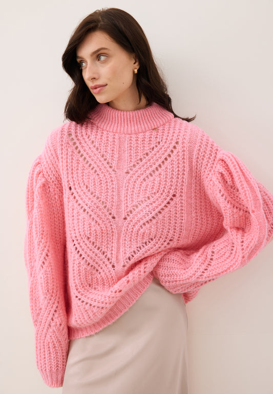 Oversized openwork sweater ROSSO pink
