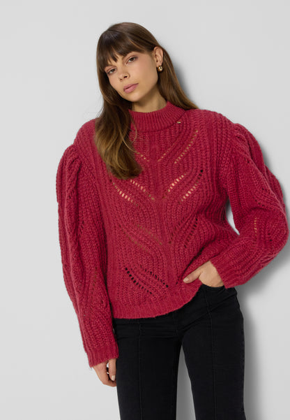 Oversize openwork sweater ROSSO burgundy