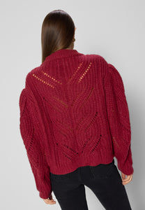 Oversize openwork sweater ROSSO burgundy