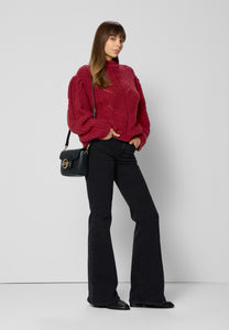 Oversize openwork sweater ROSSO burgundy