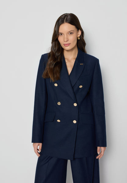 Navy blue classic jacket with a straight cut HATIA