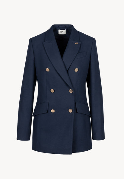 Navy blue classic jacket with a straight cut HATIA