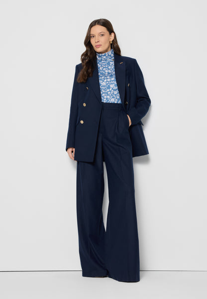 Navy blue classic jacket with a straight cut HATIA