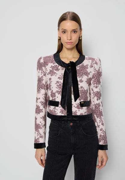 Pink short jacket in floral motif AURORA