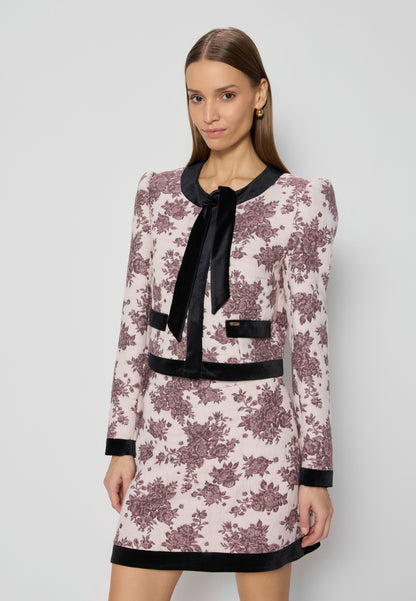 Pink short jacket in floral motif AURORA