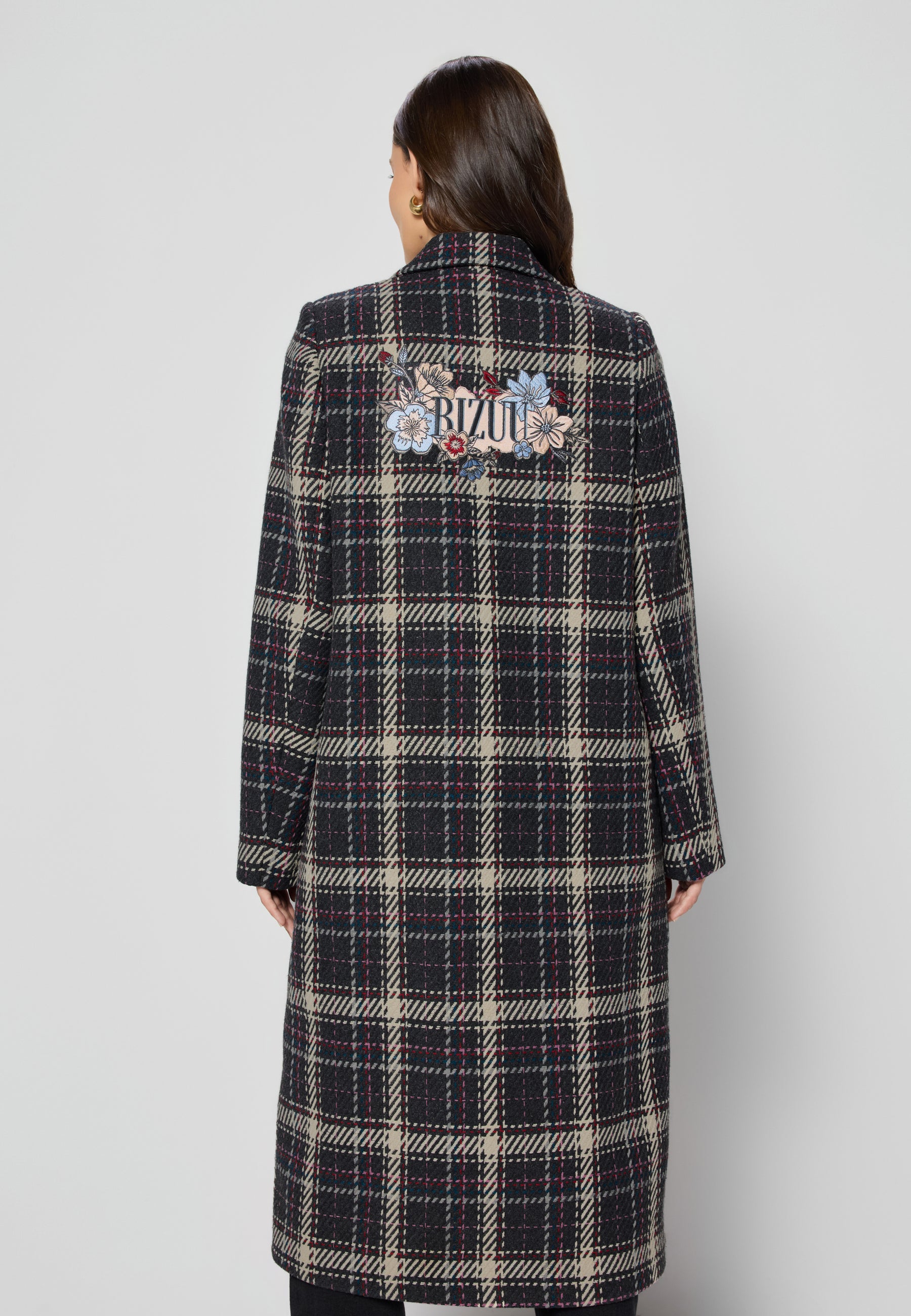 Grey women's checkered coat by WILDY – Bizuu