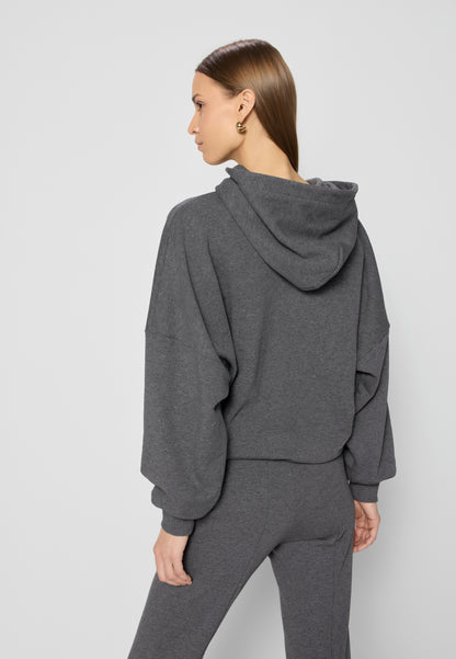 Graphite elegant women's hooded sweatshirt MAURA