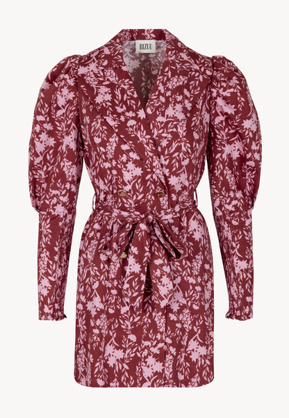 Burgundy mini dress with flowers GEORGINA