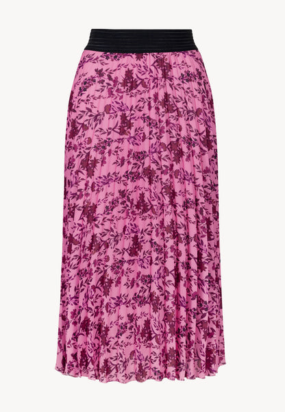 AMINA pink floral pleated midi skirt