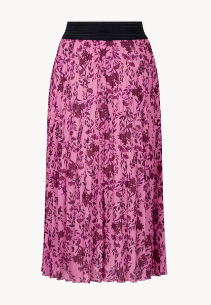 AMINA pink floral pleated midi skirt