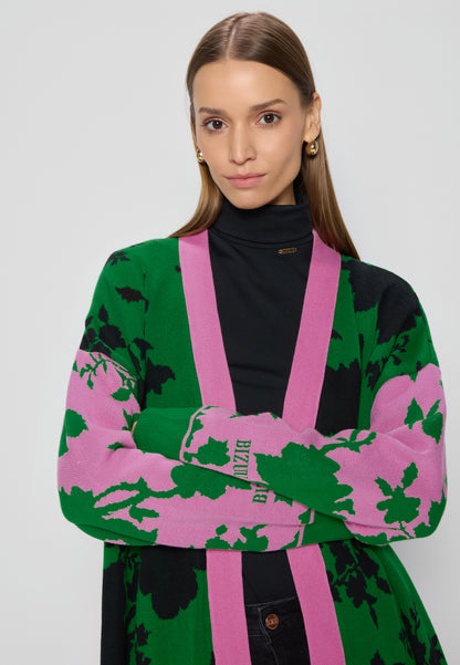 Green long floral sweater for women ORMICA