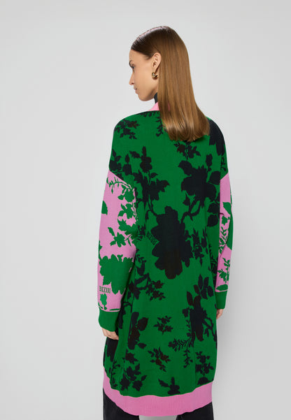 Green long floral sweater for women ORMICA