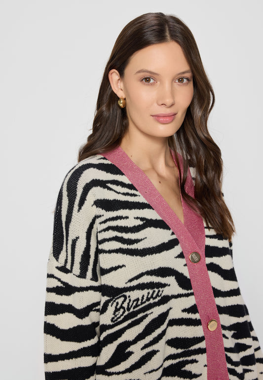 Cream zebra striped sweater LEZEBRE