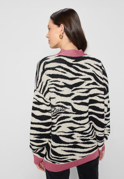 Cream zebra striped sweater LEZEBRE