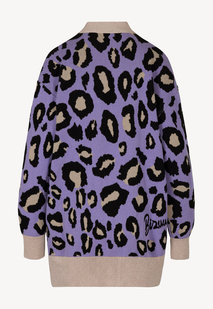 Women's purple unbuttoned sweater in panther SANLEO