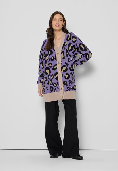 Women's purple unbuttoned sweater in panther SANLEO