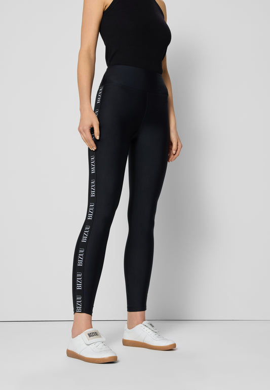 LEANDRA Leggings with logoed stripes, black