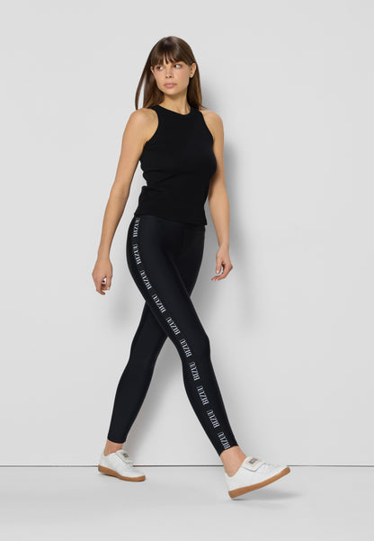 LEANDRA Leggings with logoed stripes, black