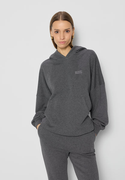 Graphite elegant women's hooded sweatshirt MAURA